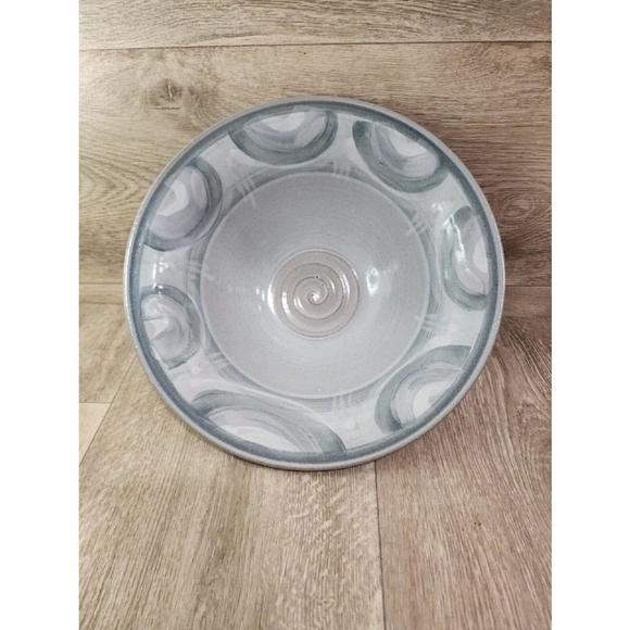 Vintage Signed Richie 98 Studio Pottery Bowl Gray White Purple Brown 10.5 inch